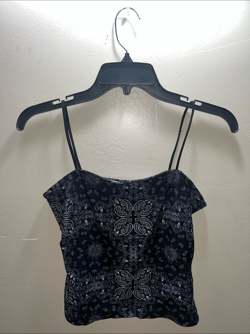 Black Paisley-Print Double-Strap Camisole
